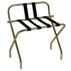 Caddie porte valise, structure en tube couleur laiton, dossier avec élévation arrière sangles en PVC noir, 680 x 430 x 715 mm, charge utile max. 60 kg. transport départ usine